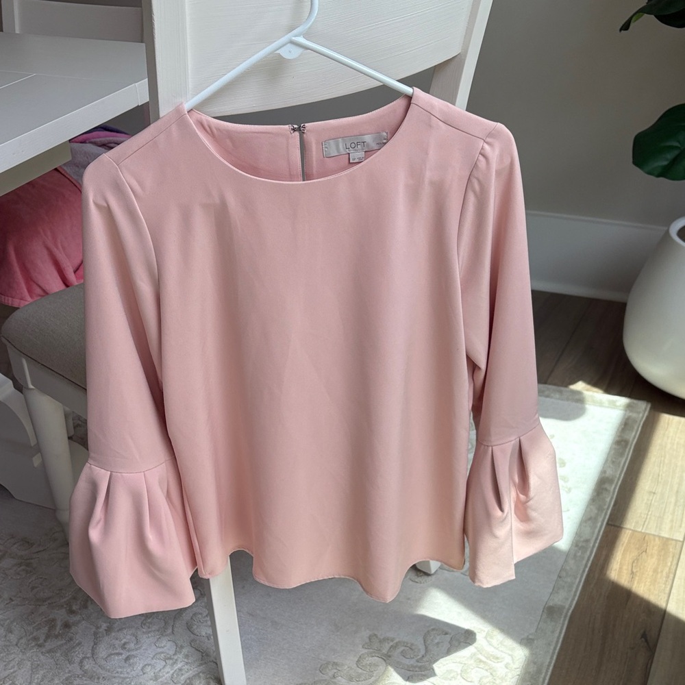 LOFT Soft Pink Bell Sleeve Blouse